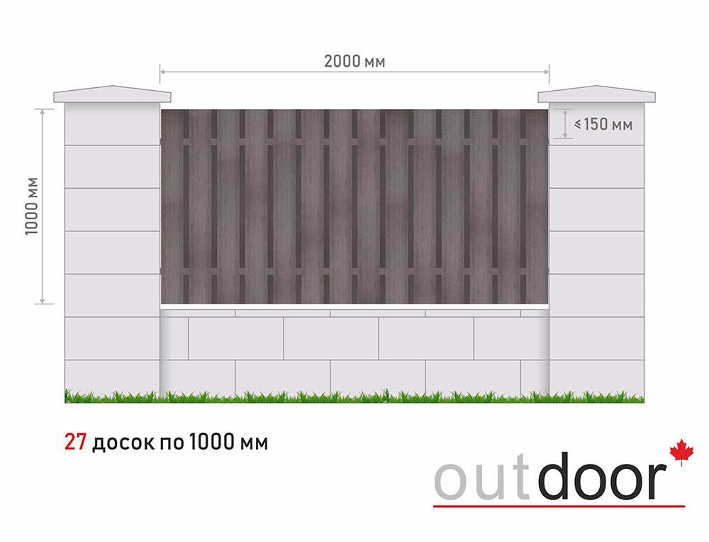 Забор из универсальной доски ДПК (тип 3) 3D STORM коричневый