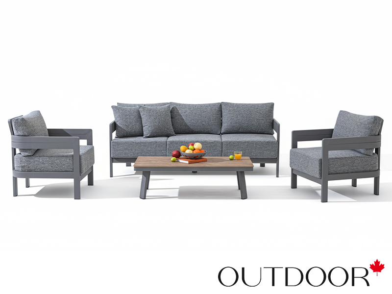 Комплект мебели OUTDOOR Бруклин (3-местный диван, 2 кресла, стол), серый пепел