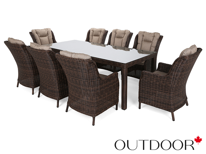 Комплект мебели из ротанга OUTDOOR Сицилия (стол, 8 стульев), коричневый