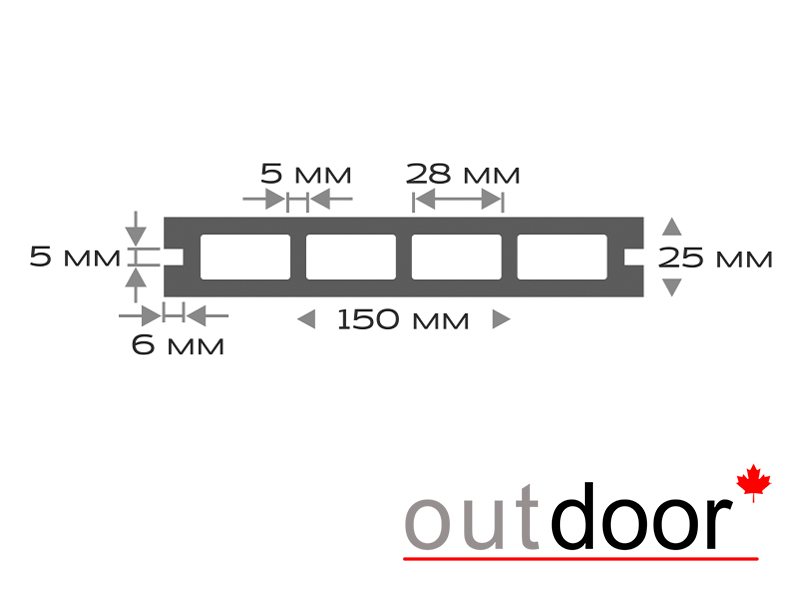 Террасная доска ДПК Outdoor 3D 150*25*4000 мм. STORM BLACK черная