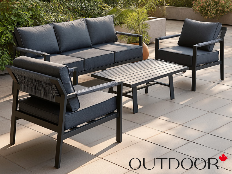 Комплект мебели OUTDOOR Торонто (3-местный диван, 2 кресла, стол), графит