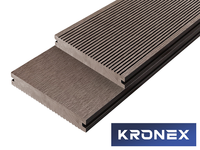 Террасная доска ДПК 140*18*3000 мм. KRONEX INDUSTRIAL вельвет полнотелая, мореный дуб