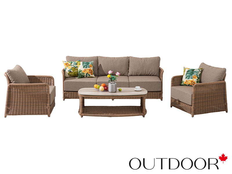 Комплект мебели из ротанга OUTDOOR Ницца (3-местный диван, 2 кресла, стол), песочный
