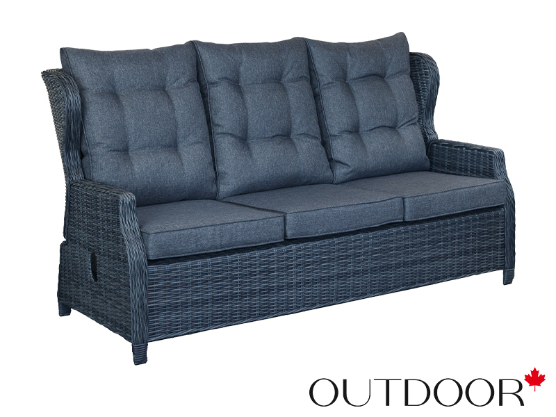 Комплект мебели из ротанга OUTDOOR Валенсия (3-местный диван, 2 кресла, стол), графит