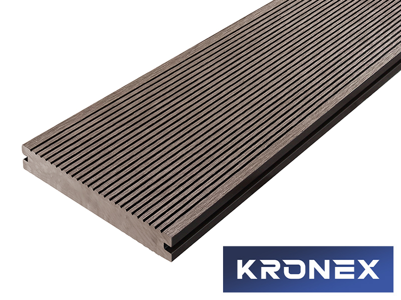 Террасная доска ДПК 140*18*3000 мм. KRONEX INDUSTRIAL вельвет полнотелая, мореный дуб