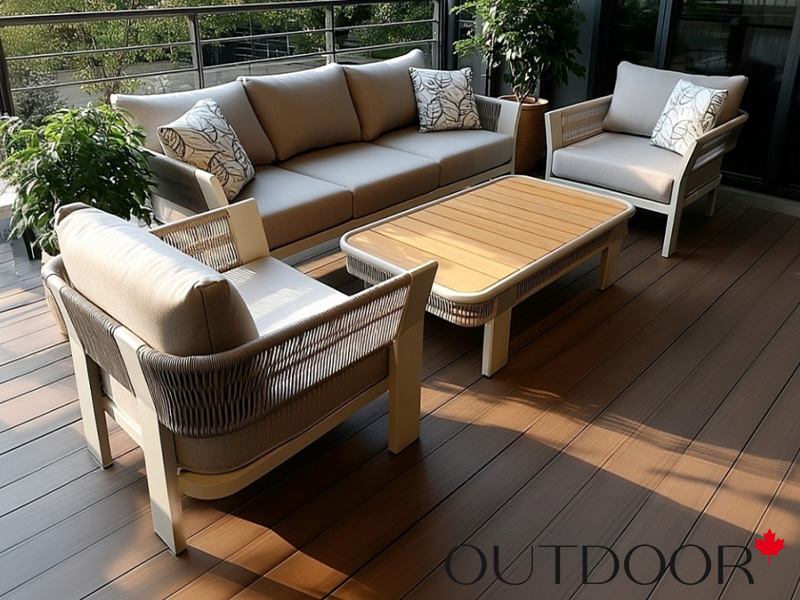 Комплект мебели OUTDOOR Женева (3-местный диван, 2 кресла, кофейный стол), шампань