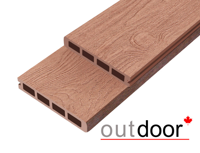 Террасная доска ДПК Outdoor 3D 150*25*4000 мм. завершающая NEVADA/CALIFORNIA красное дерево