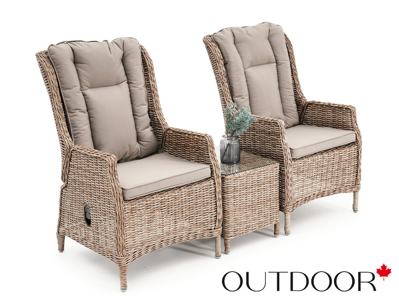 Комплект мебели кофейный из ротанга OUTDOOR Оксфорд (2 кресла, кофейный стол), песочный