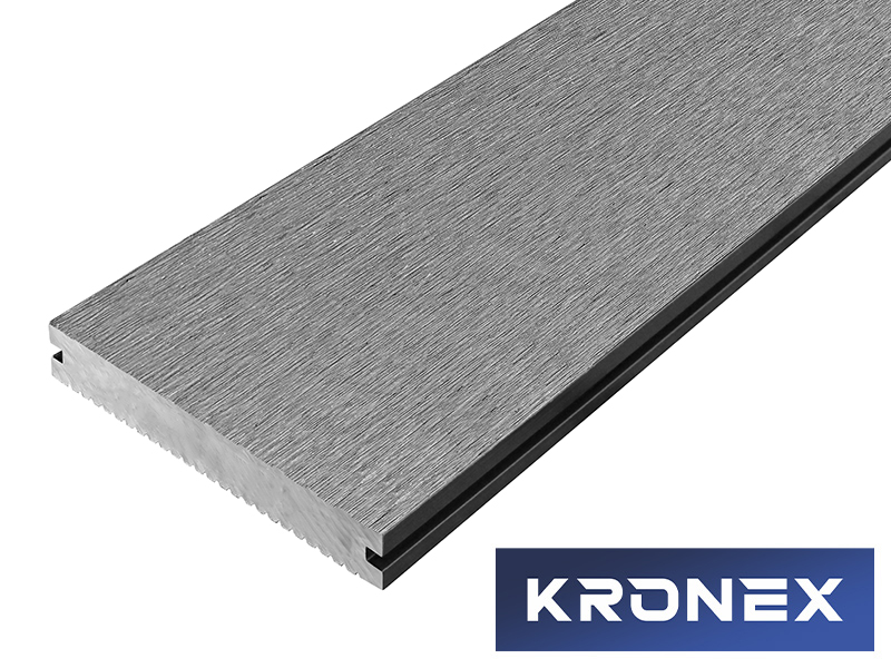 Террасная доска ДПК 140*18*3000 мм. KRONEX INDUSTRIAL вельвет полнотелая, графит