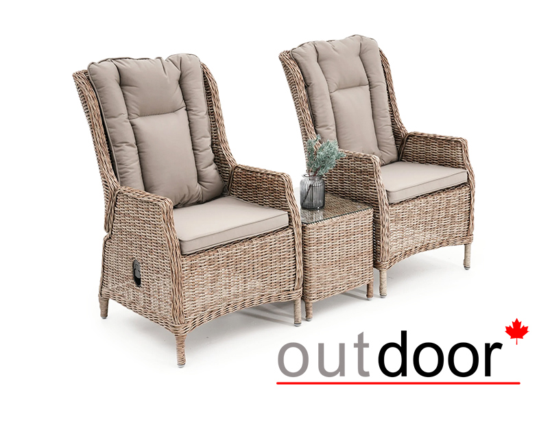 Комплект мебели кофейный из ротанга OUTDOOR Оксфорд (2 кресла, кофейный стол), песочный