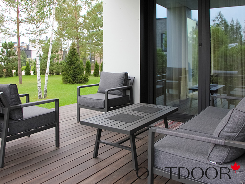 Комплект мебели OUTDOOR Торонто (3-местный диван, 2 кресла, стол), графит