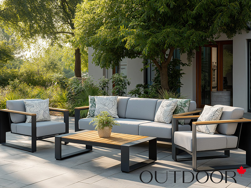 Комплект мебели OUTDOOR Монреаль (3-местный диван, 2 кресла, кофейный стол), черный,  уцен.