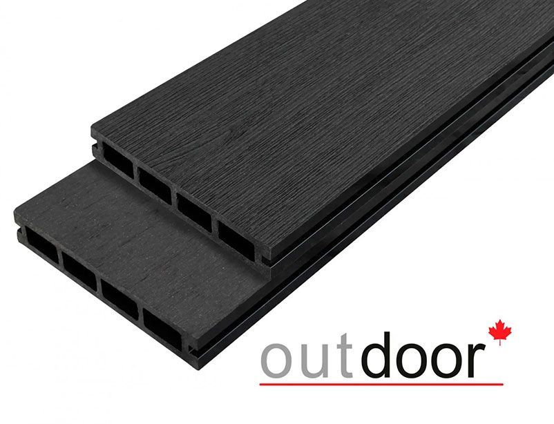 Террасная доска ДПК Outdoor 3D 150*25*800 мм. STORM BLACK черная