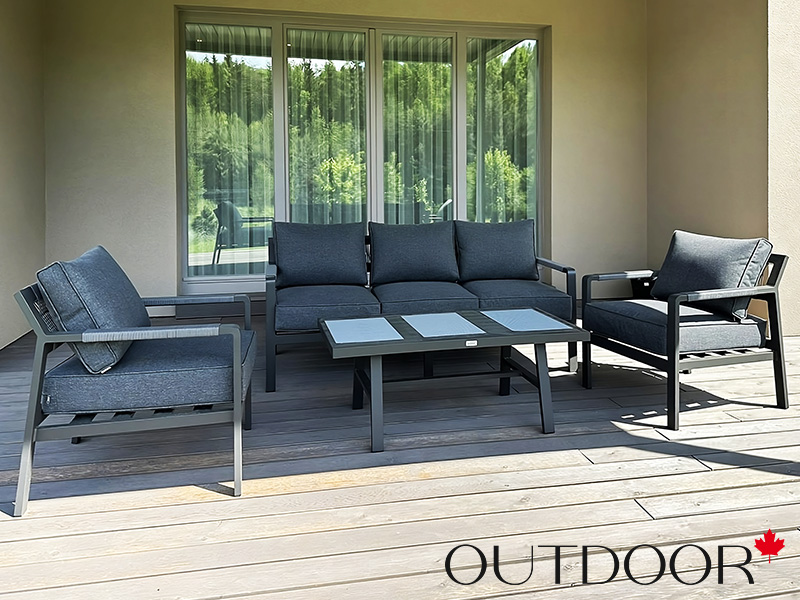 Комплект мебели OUTDOOR Торонто (3-местный диван, 2 кресла, стол), графит