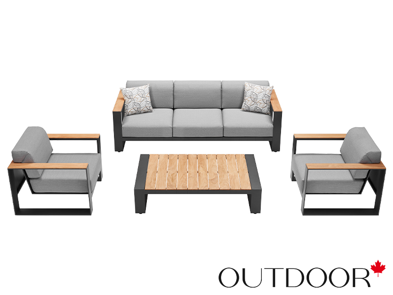 Комплект мебели OUTDOOR Монреаль (3-местный диван, 2 кресла, кофейный стол), черный