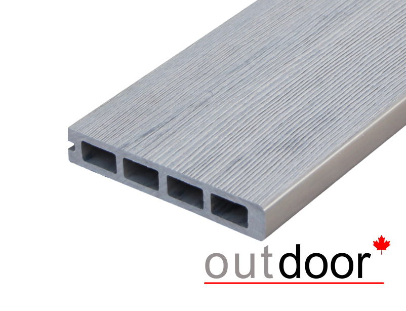 Террасная доска ДПК Outdoor 3D 150*25*500 мм завершающая STORM/OCEAN GREY серая микс