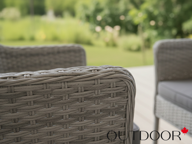 Комплект мебели из ротанга OUTDOOR Фиджи (стол, 4 стула), узкое плетение, светлый микс, уцен.