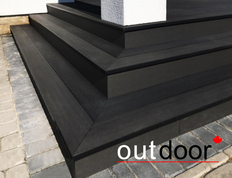 Террасная доска ДПК Outdoor 3D 150*25*4000 мм. завершающая STORM/OCEAN BLACK черная