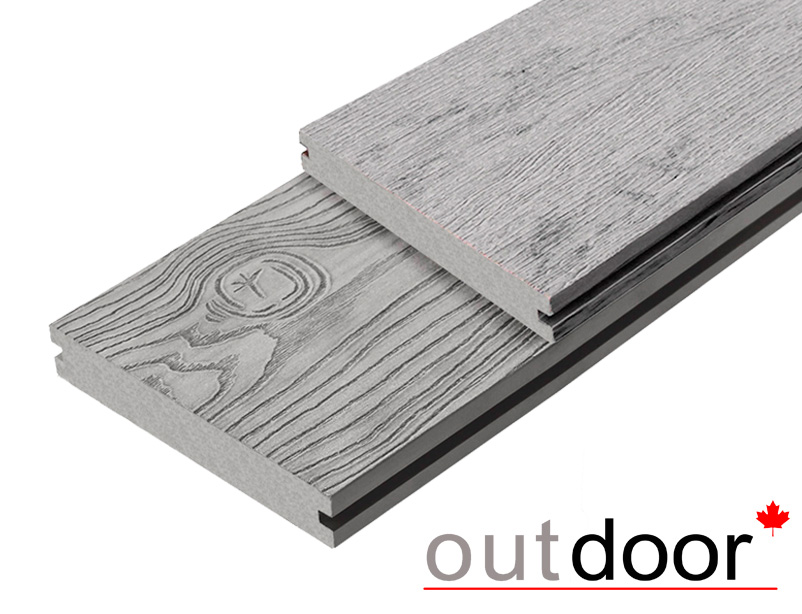 Террасная доска ДПК Outdoor 3D 140*25*2000 мм. полнотелая STORM/OCEAN GREY серая микс