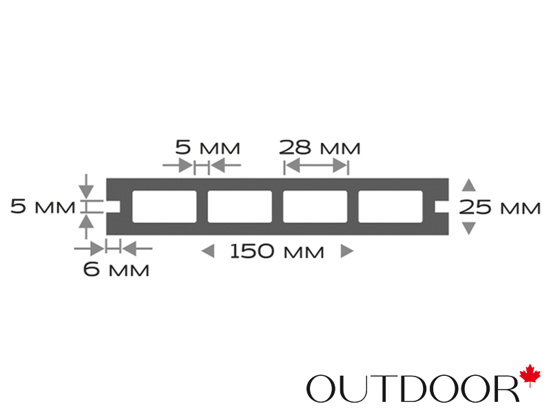 Террасная доска ДПК Outdoor 3D 150*25*4000 мм. NEVADA/CALIFORNIA темно-коричневая