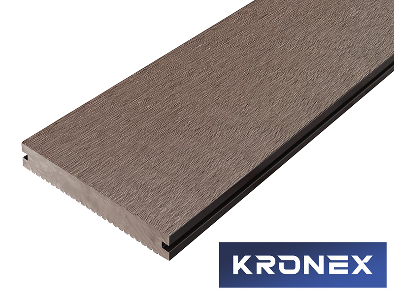 Террасная доска ДПК 140*18*3000 мм. KRONEX INDUSTRIAL вельвет полнотелая, мореный дуб