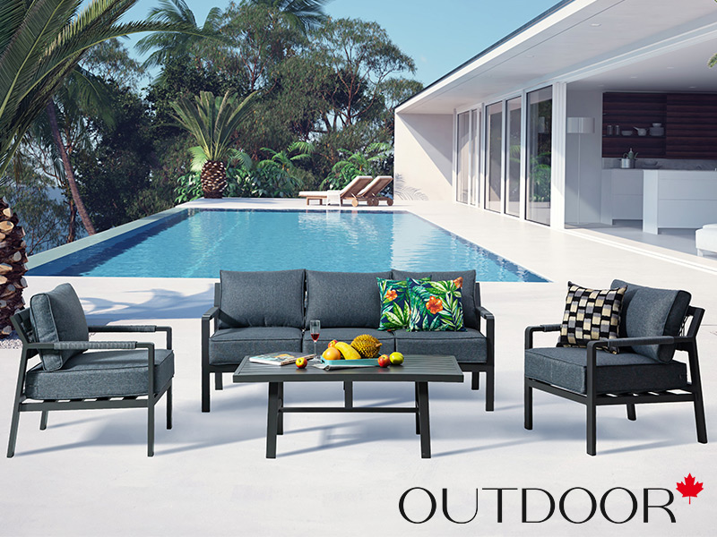 Комплект мебели OUTDOOR Торонто (3-местный диван, 2 кресла, стол), графит