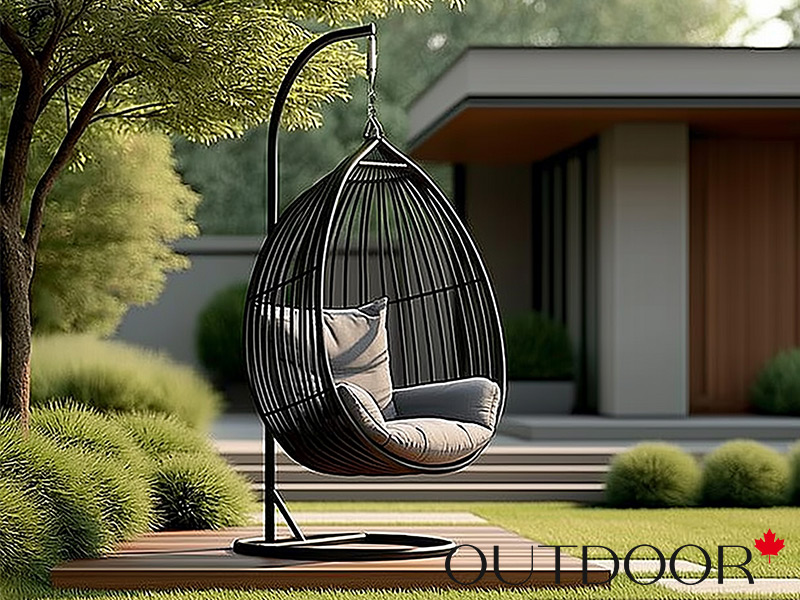 Подвесное кресло "кокон" из ротанга OUTDOOR Самуи, черное,  уцен.