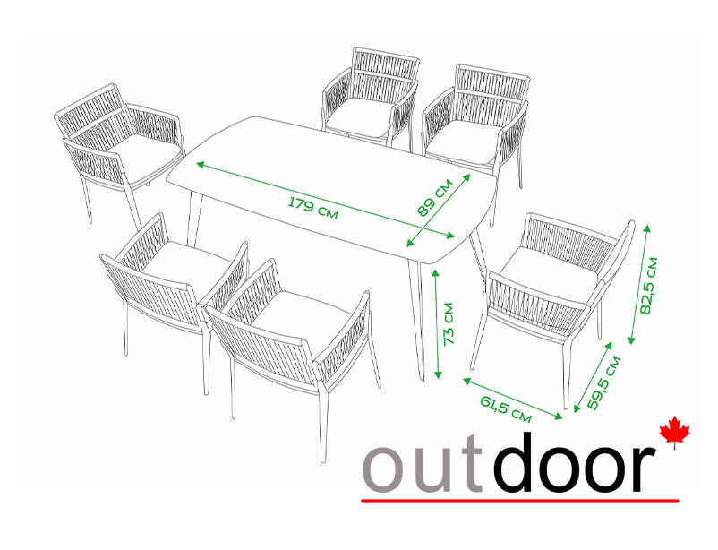 Комплект мебели OUTDOOR Неаполь (стол, 6 стульев), латте