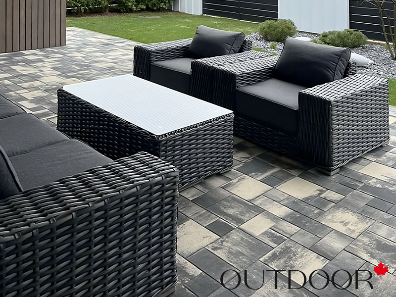 Комплект мебели из ротанга OUTDOOR Мадейра (3-местный диван, 2кресла, стол), ш/п, графит