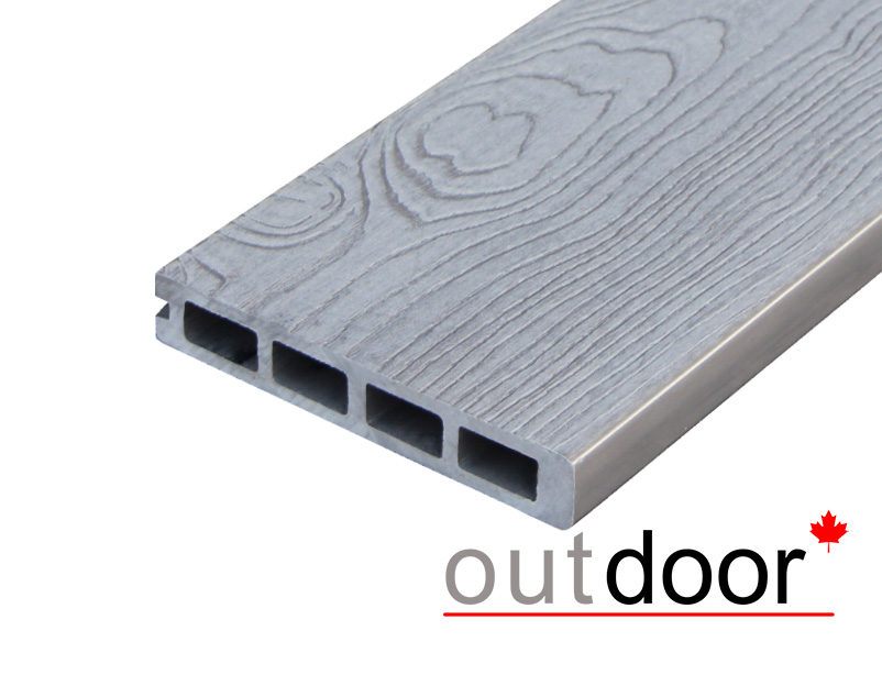 Террасная доска ДПК Outdoor 3D 150*25*500 мм завершающая STORM/OCEAN GREY серая микс