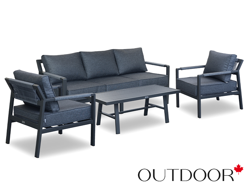Комплект мебели OUTDOOR Торонто (3-местный диван, 2 кресла, стол), графит
