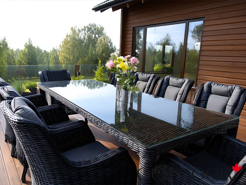 Комплект мебели из ротанга OUTDOOR Сицилия (стол, 8 стульев), графит