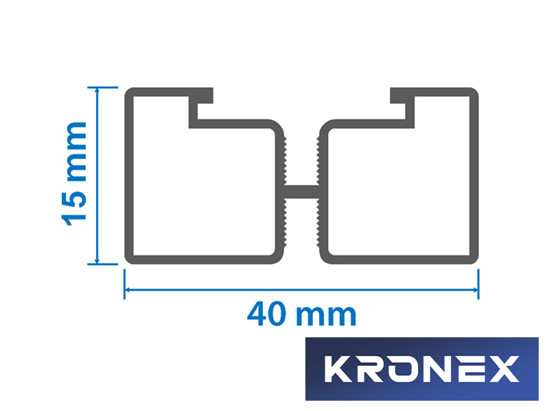 Лага алюминиевая KRONEX 40*15*3000 мм опорная Slim