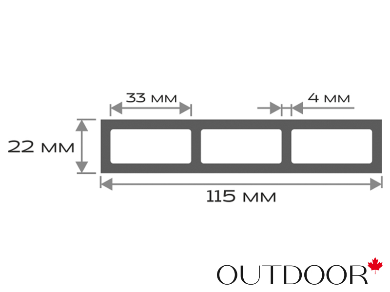 Доска заборная ДПК Outdoor 115*22*3000 мм. STORM GREY серая микс