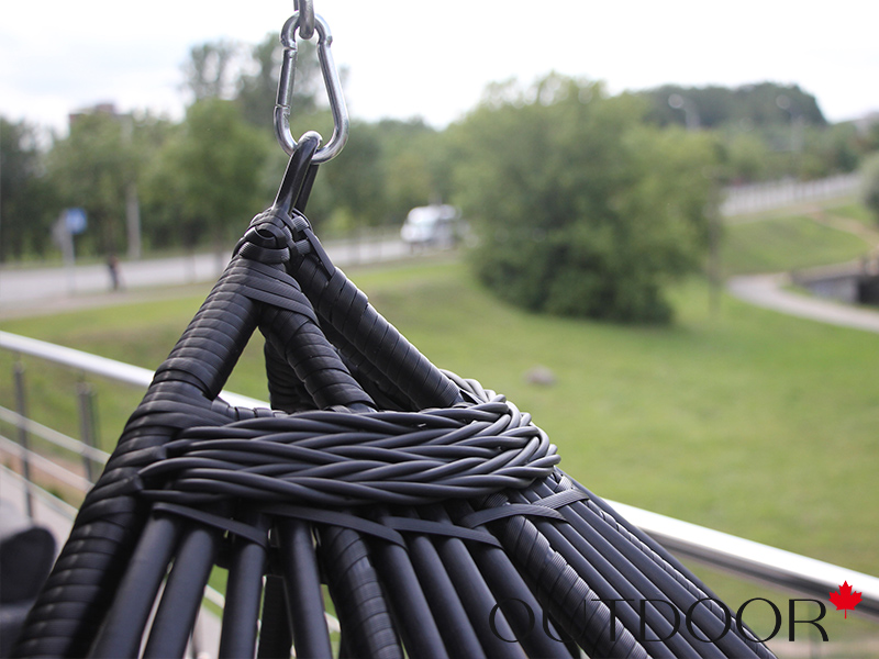 Подвесное кресло "кокон" из ротанга OUTDOOR Самуи, черное,  уцен.