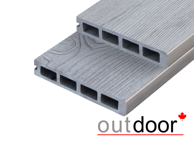 Террасная доска ДПК Outdoor 3D 150*25*500 мм завершающая STORM/OCEAN GREY серая микс