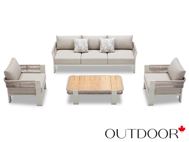 Комплект мебели OUTDOOR Женева (3-местный диван, 2 кресла, кофейный стол), шампань