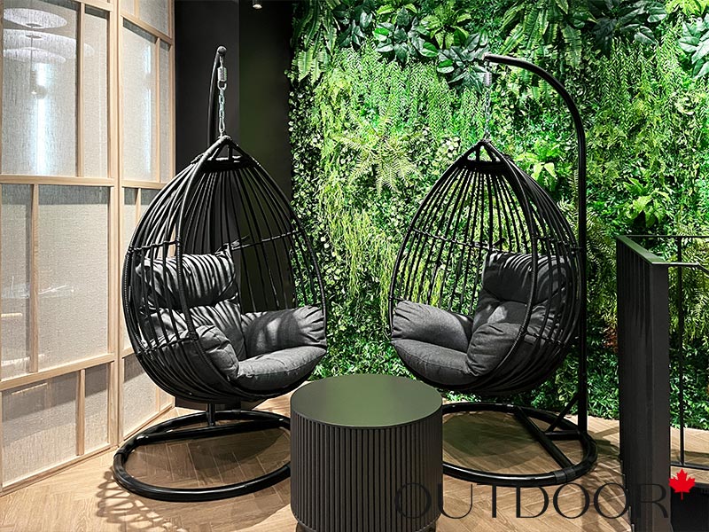Подвесное кресло "кокон" из ротанга OUTDOOR Самуи, черное,  уцен.