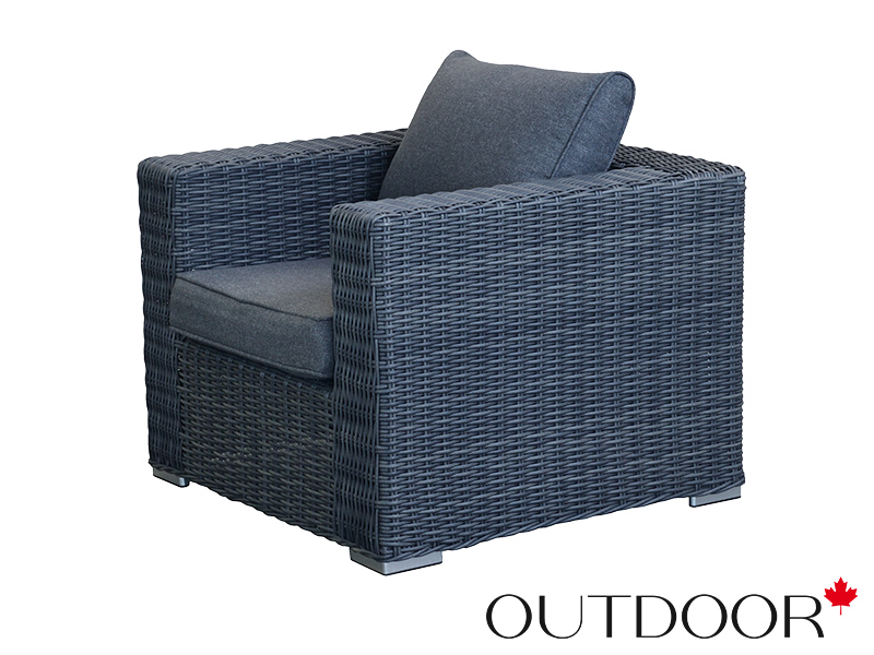 Комплект мебели из ротанга OUTDOOR Флорида (3-местный диван, 2 кресла, стол), узкое плетение, графит