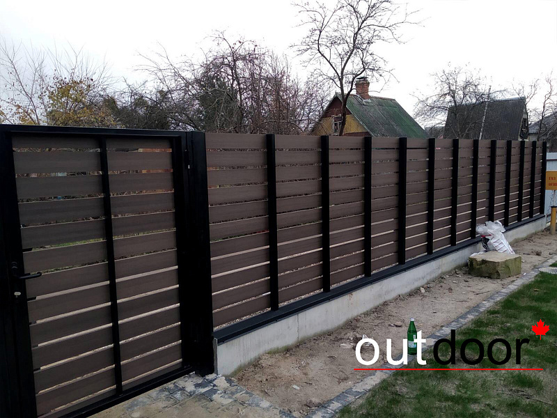 Забор, ворота и калитка из доски ДПК бренда Outdoor